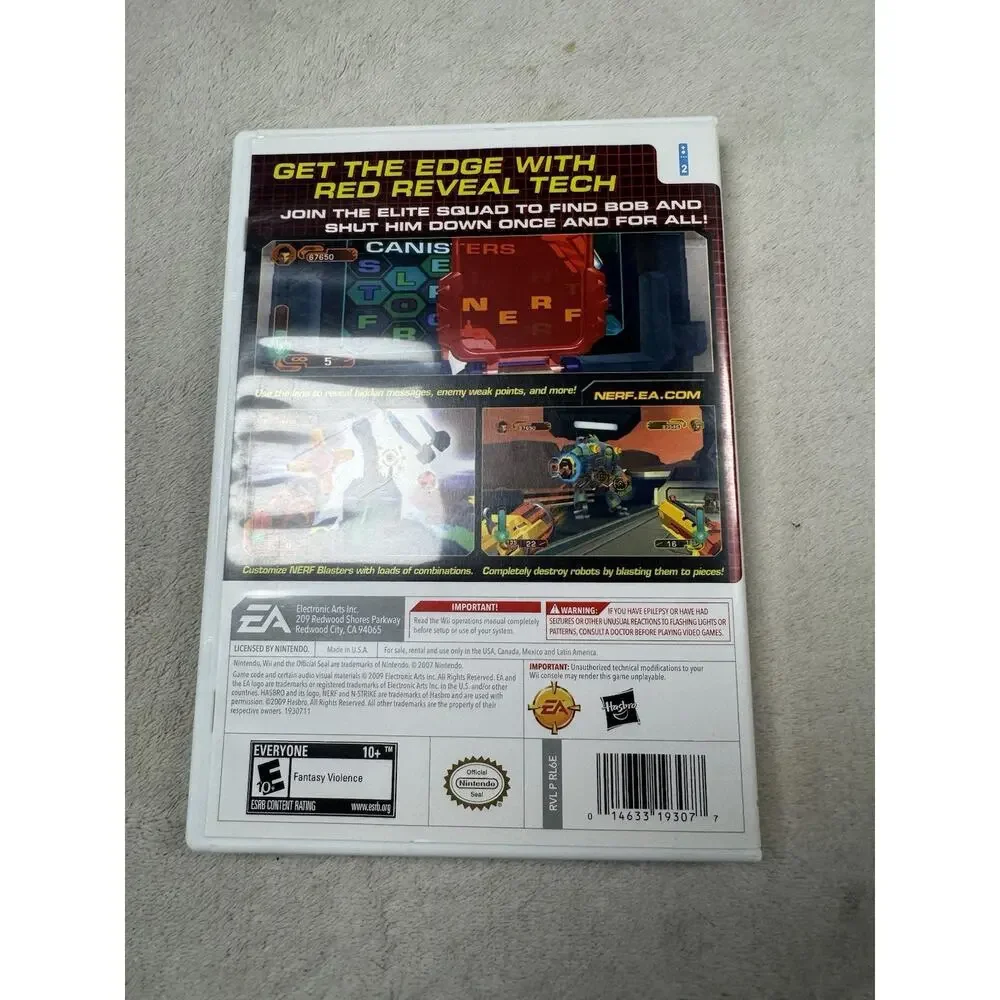 Nerf N-Strike Elite Nintendo Wii 2009 EA Video Game Hasbro Shooter